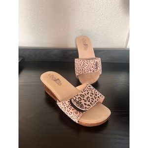 Baldo Coil Leopard Print Velcro Slide Sandal Open Clogs Size EUR37 US6.5